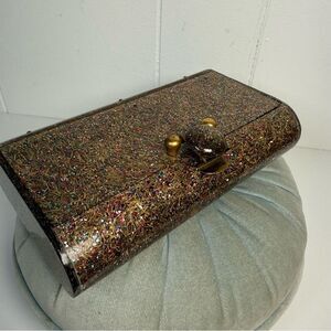 Vintage MCM Rialto NY Multi-Color Glittery Confetti Lucite Clutch Bag Purse